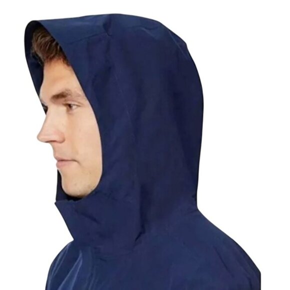 32 Degree Cool Navy Blue Waterproof Hooded Rain Jacket Mens Large Pockets - Picture 6 of 16
